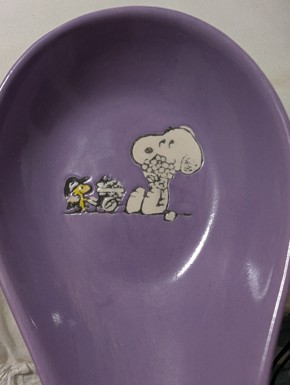 NEW Peanuts Ceramic Spoon Rest Lavender Pastel Purple - Picture 5 of 6